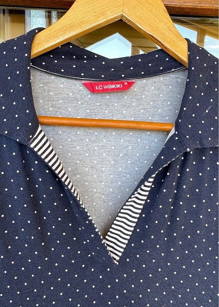 Lacivert puantiyeli elbise - Görsel 2