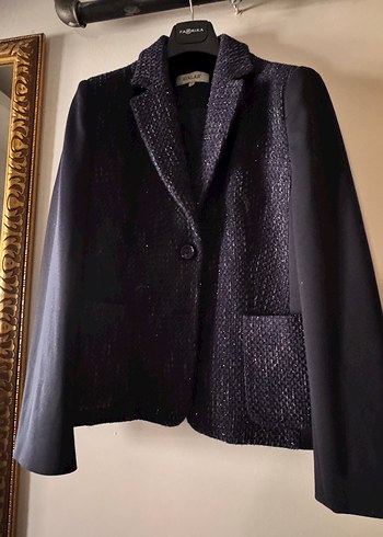 Düğmeli Kısa Kesim Kadın lacivert Blazer ceket - Görsel 5