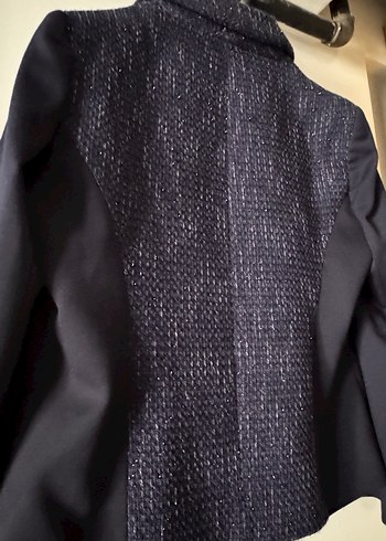 Düğmeli Kısa Kesim Kadın lacivert Blazer ceket - Görsel 8