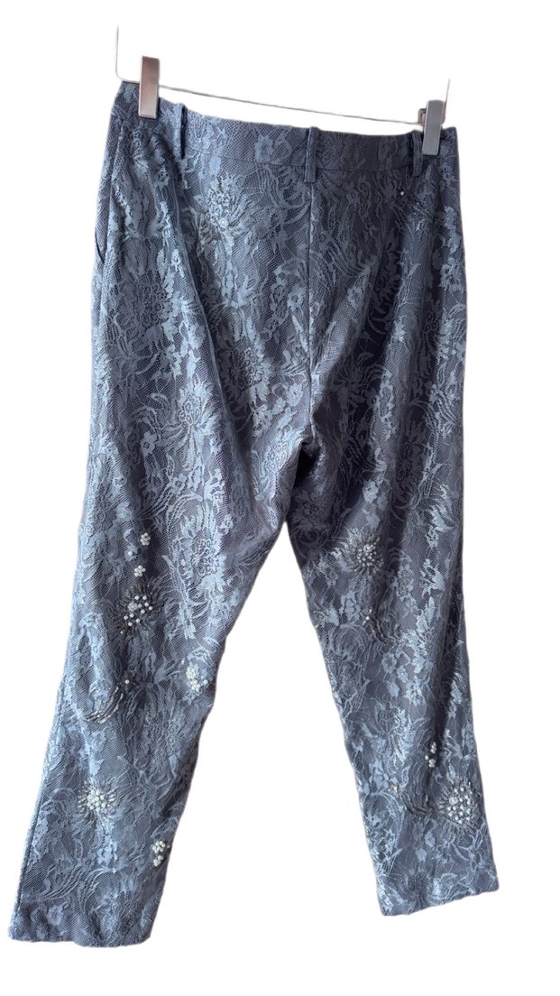 Nakışlı Payetli Gri Kadın Kot Pantolon - Görsel 3