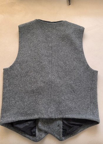 Gri Düğmeli Klasik Yün Yelek - Görsel 2