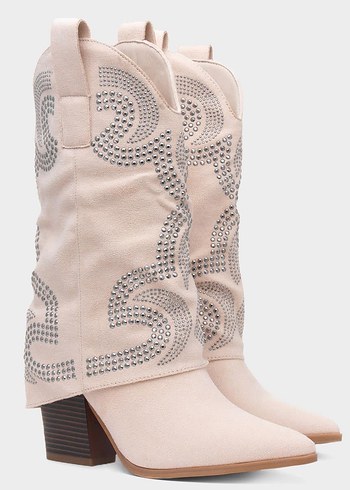 İtalyan gerçek süet Western kadın çizme - Görsel 5