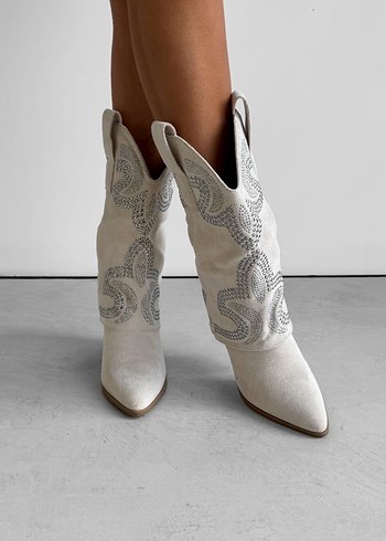 İtalyan gerçek süet Western kadın çizme - Görsel 3