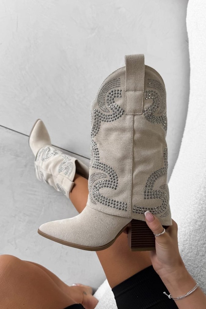 İtalyan gerçek süet Western kadın çizme - Görsel 2