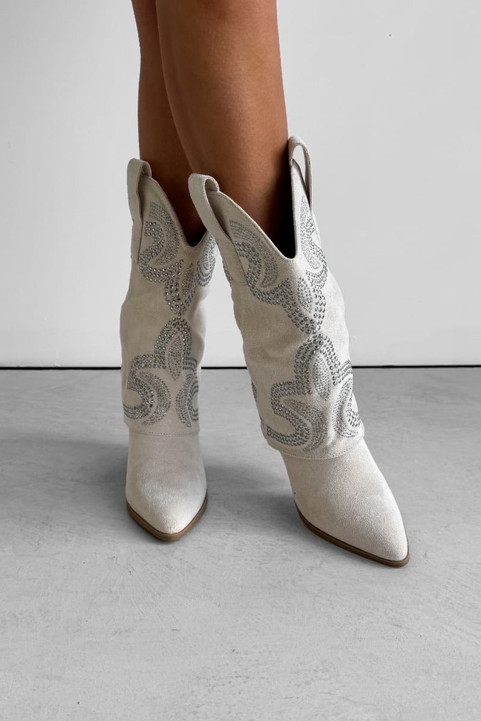 İtalyan gerçek süet Western kadın çizme - Görsel 3