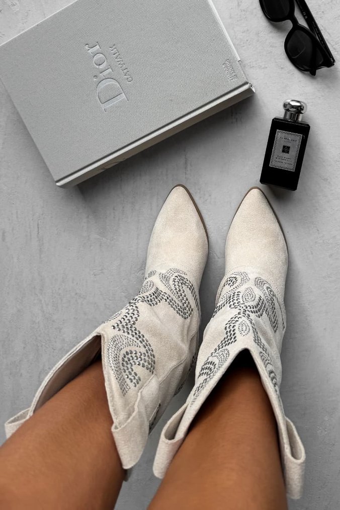 İtalyan gerçek süet Western kadın çizme - Görsel 4