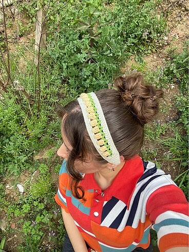 Ananas görünümlü örme bandana