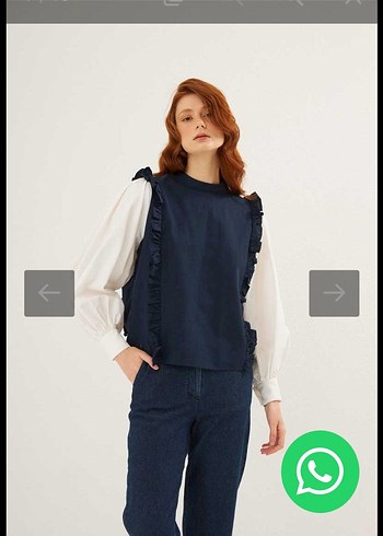 Fırfırlı Kolsuz Kot Bluz