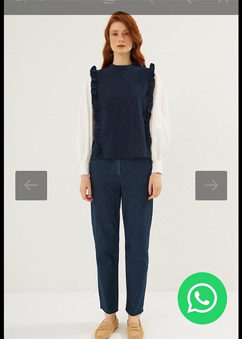 Zara Fırfırlı Kolsuz Kot Bluz