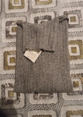 Gri Kadın Yün Boğazlı Kazak - Görsel 3