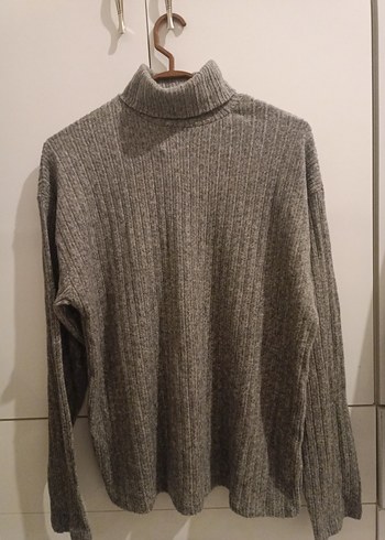 Gri Kadın Yün Boğazlı Kazak - Görsel 2