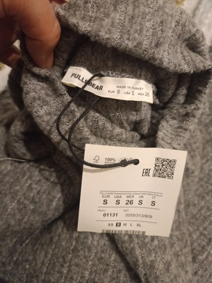 Gri Kadın Yün Boğazlı Kazak - Görsel 4