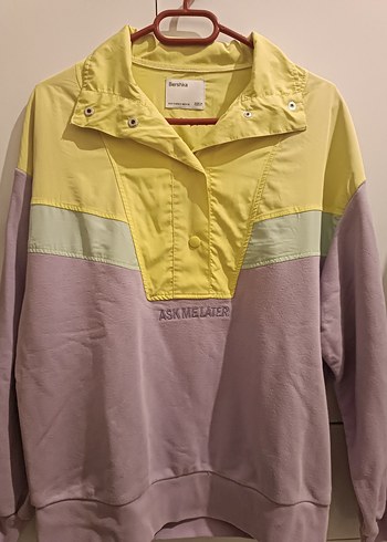 Mor Pastel Renkli Yüksek Yakalı Kadın Sweatshirt - Görsel 2