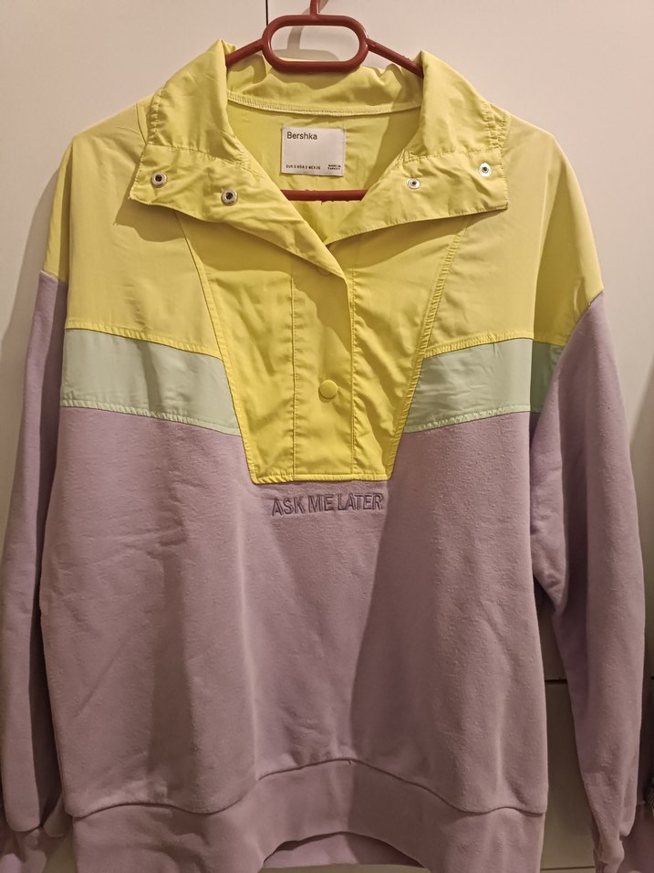 Mor Pastel Renkli Yüksek Yakalı Kadın Sweatshirt - Görsel 2