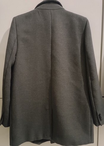 Düğmeli Gri Midi Kadın Kaşe Blazer Ceket - Görsel 2