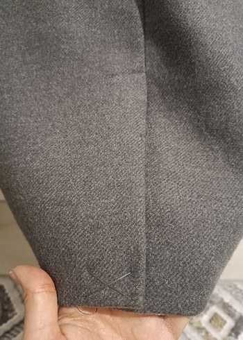 Düğmeli Gri Midi Kadın Kaşe Blazer Ceket - Görsel 4