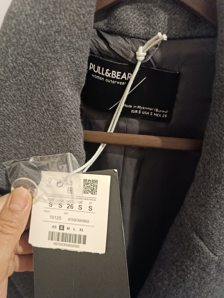 Düğmeli Gri Midi Kadın Kaşe Blazer Ceket - Görsel 3