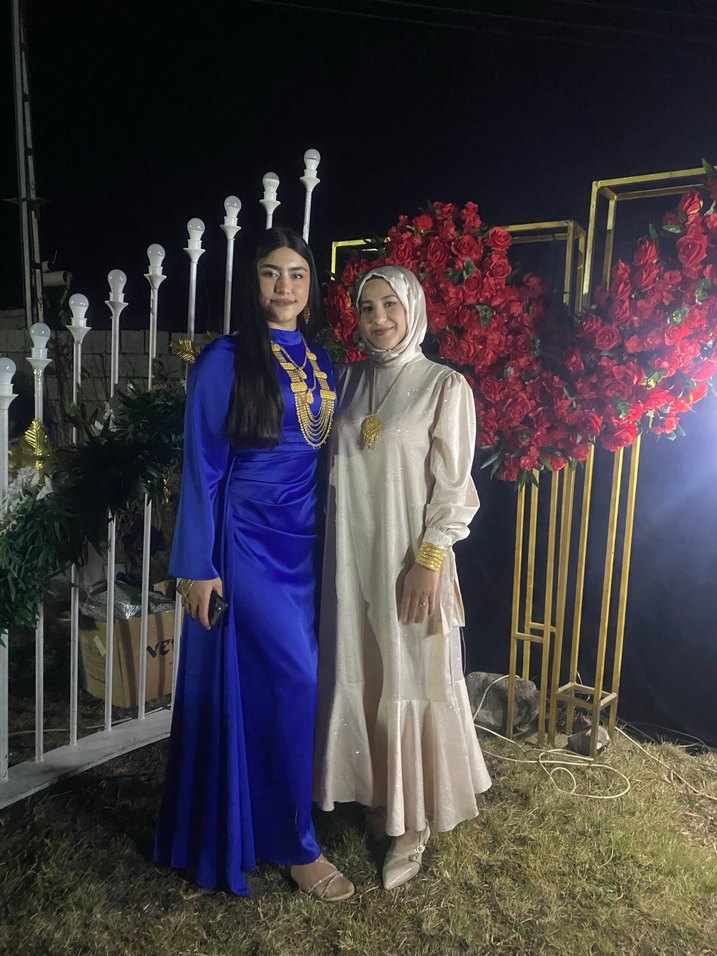 Uzun Kollu Bohem Beyaz Tesettür Elbise taşli bej renk - Görsel 5