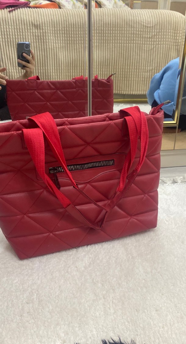 Kırmızı Fermuarlı Kadın Çanta - Görsel 2