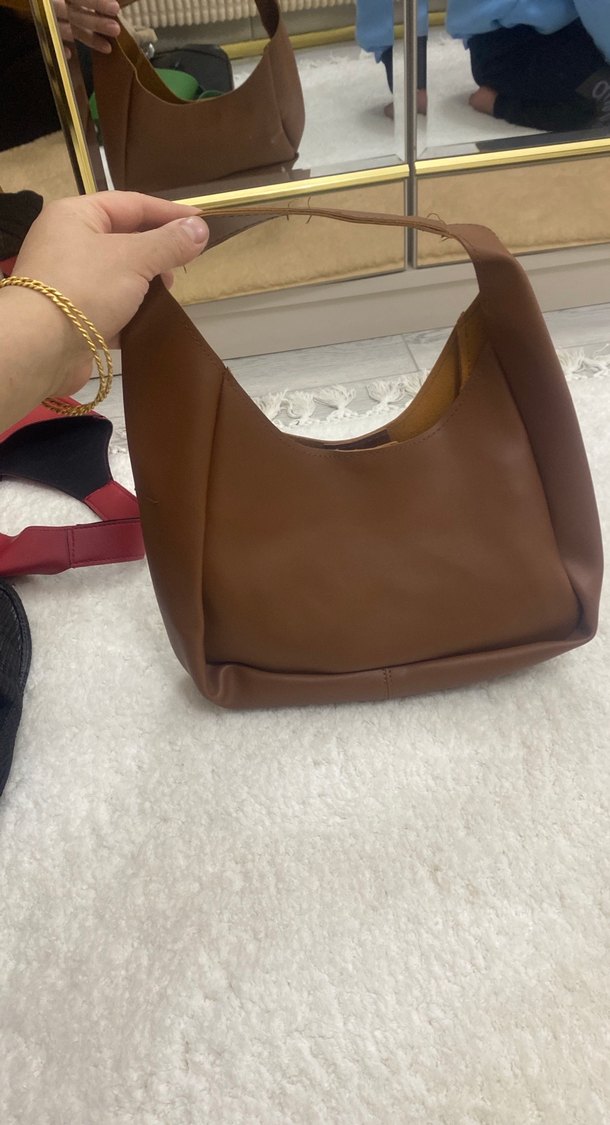 Kahverengi Deri Kadın Omuz Çantası - Görsel 2