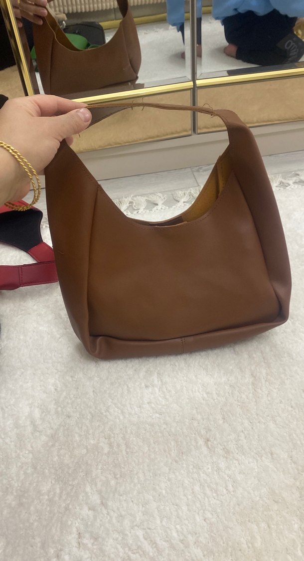 Kahverengi Deri Kadın Omuz Çantası - Görsel 3