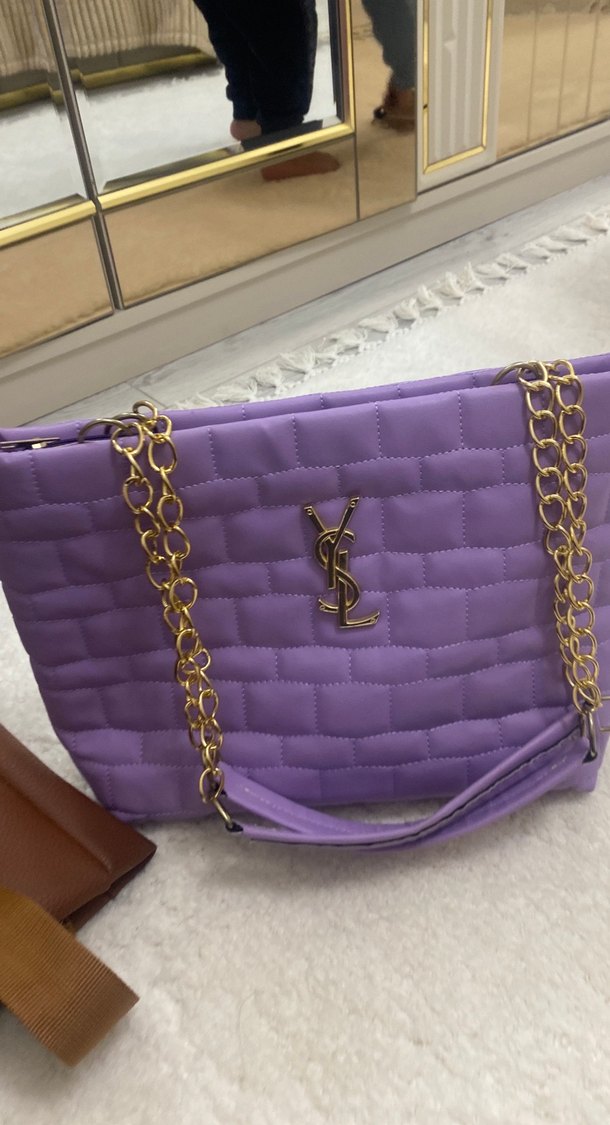 Zincir Detaylı Mor Kadın Çanta - Görsel 3