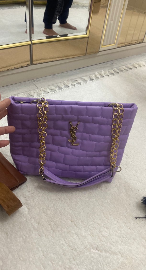 Zincir Detaylı Mor Kadın Çanta - Görsel 2