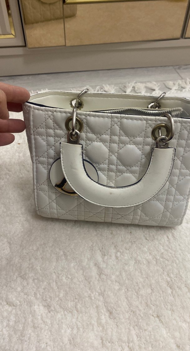 Beyaz Deri Kadın Çanta Fermuarlı - Görsel 2