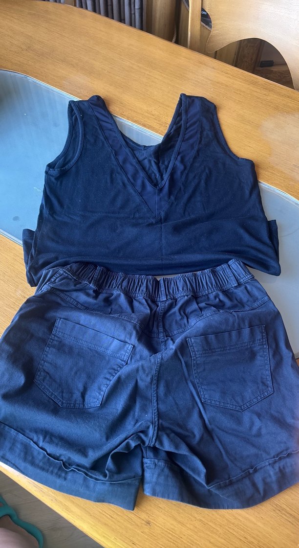 Aqua takım alt üst dantel detaylı Lacivert Mini Denim Şort - Görsel 4