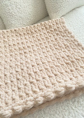 Kadife örgü bebek battaniyesi - Görsel 3