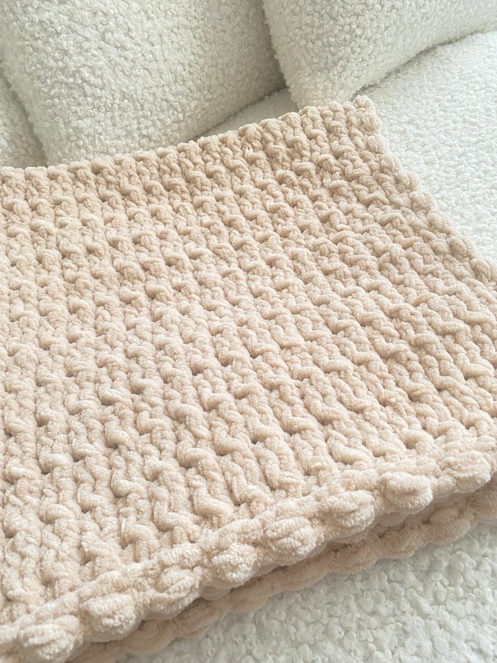 Kadife örgü bebek battaniyesi - Görsel 3