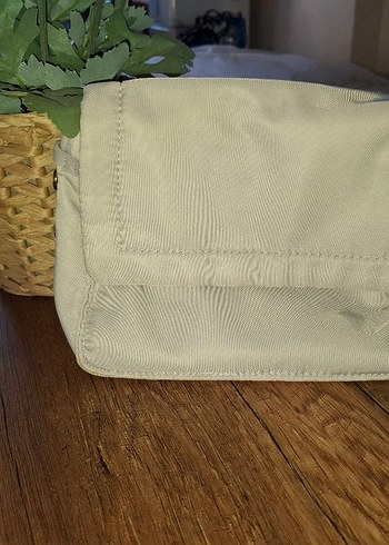 Beyaz Kemer Detaylı Keten Kadın Çanta - Görsel 2