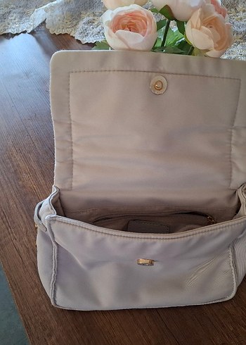 Beyaz Kemer Detaylı Keten Kadın Çanta - Görsel 5