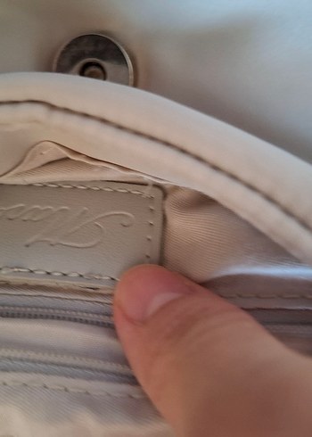 Beyaz Kemer Detaylı Keten Kadın Çanta - Görsel 7