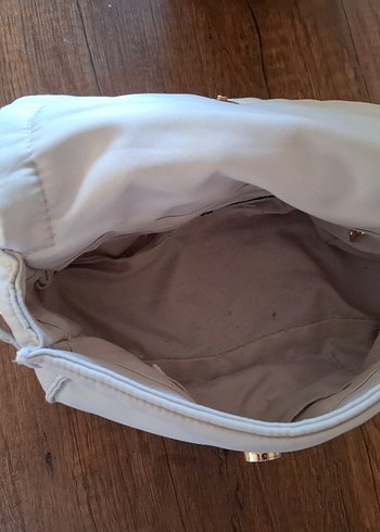 Beyaz Kemer Detaylı Keten Kadın Çanta - Görsel 6