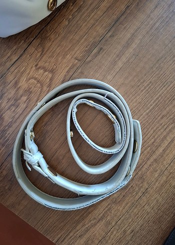 Beyaz Kemer Detaylı Keten Kadın Çanta - Görsel 10