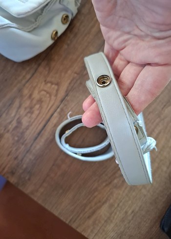 Beyaz Kemer Detaylı Keten Kadın Çanta - Görsel 12