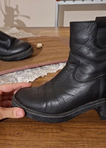 Tanca Siyah Deri Tokalı Biker Kadın Bot - Görsel 12