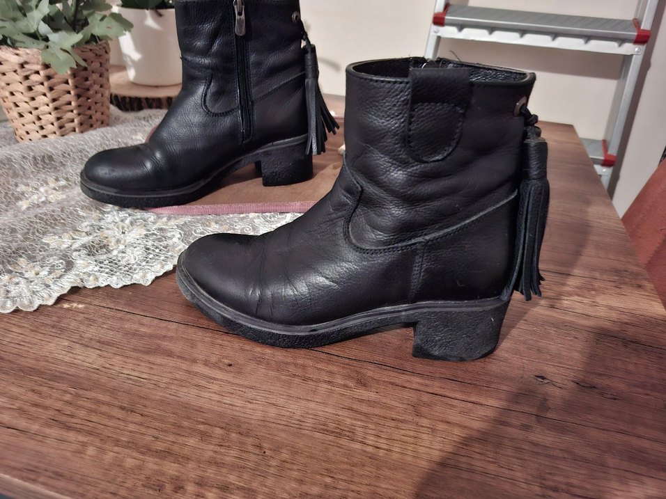 Tanca Siyah Deri Tokalı Biker Kadın Bot - Görsel 3