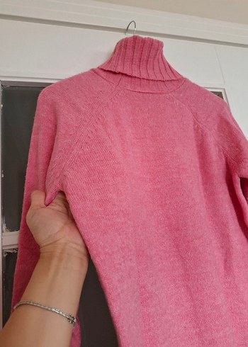 xs Beden pembe Renk Pembe Kadın Yün Boğazlı Kazak