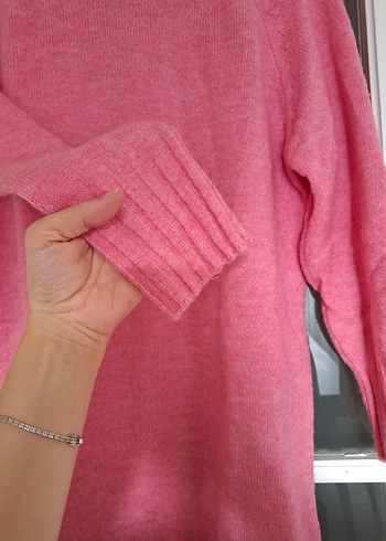 Pembe Kadın Yün Boğazlı Kazak - Görsel 6