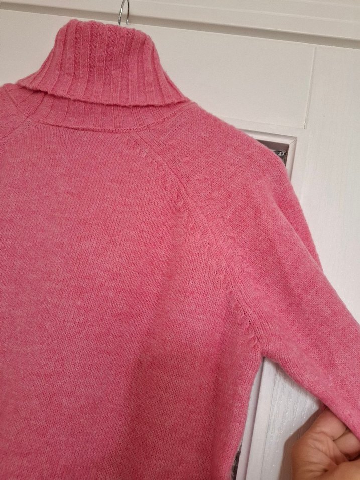 Pembe Kadın Yün Boğazlı Kazak - Görsel 2