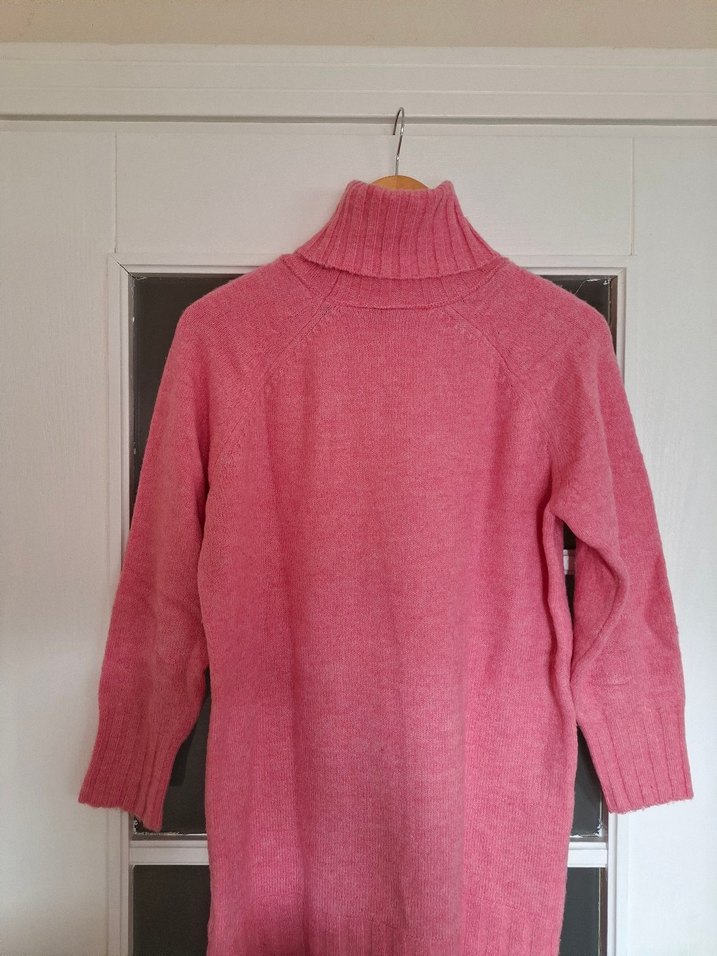 Pembe Kadın Yün Boğazlı Kazak - Görsel 5