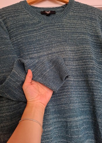 Mavi Triko Yün Kadın Kazak - Görsel 8