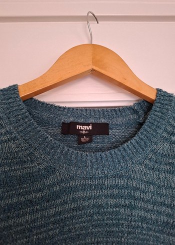 Mavi Triko Yün Kadın Kazak - Görsel 7