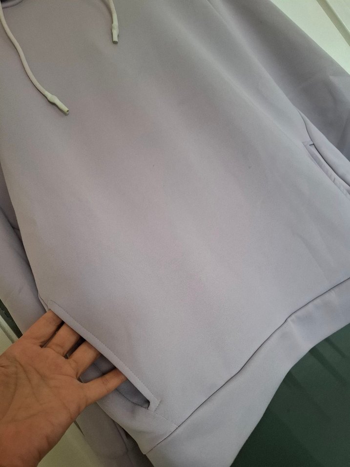 Kadın Gri Kapüşonlu Sweatshirt Rahat Kesim - Görsel 2