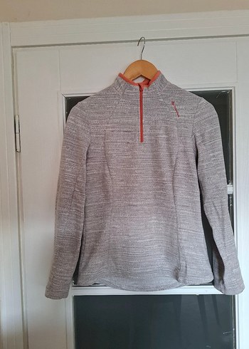 Kadın Gri Fermuarlı Yüksek Yakalı Sweatshirt - Görsel 5