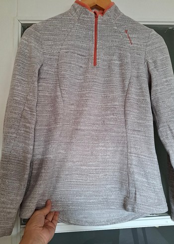 Kadın Gri Fermuarlı Yüksek Yakalı Sweatshirt - Görsel 6