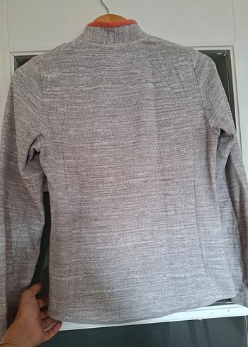 Kadın Gri Fermuarlı Yüksek Yakalı Sweatshirt - Görsel 7