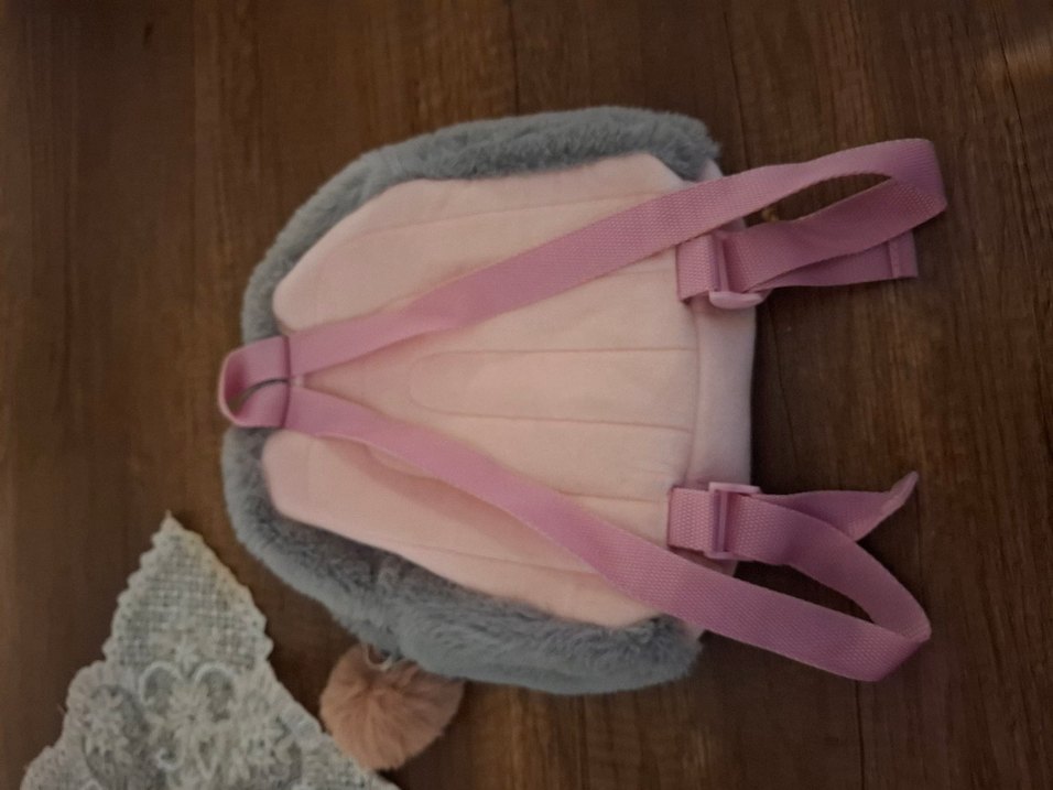 Gri Peluş süslü Kız çocuk Sırt Çantası - Görsel 3